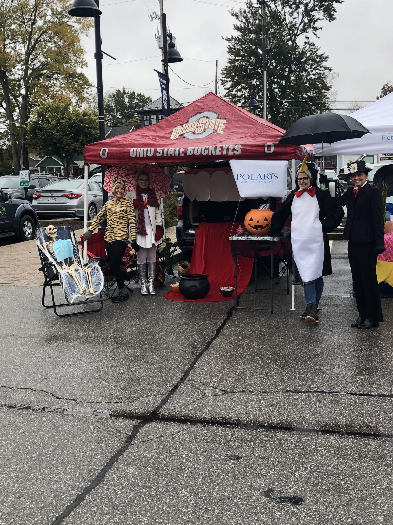 Handing Out Candy Dressed Up as Penguin